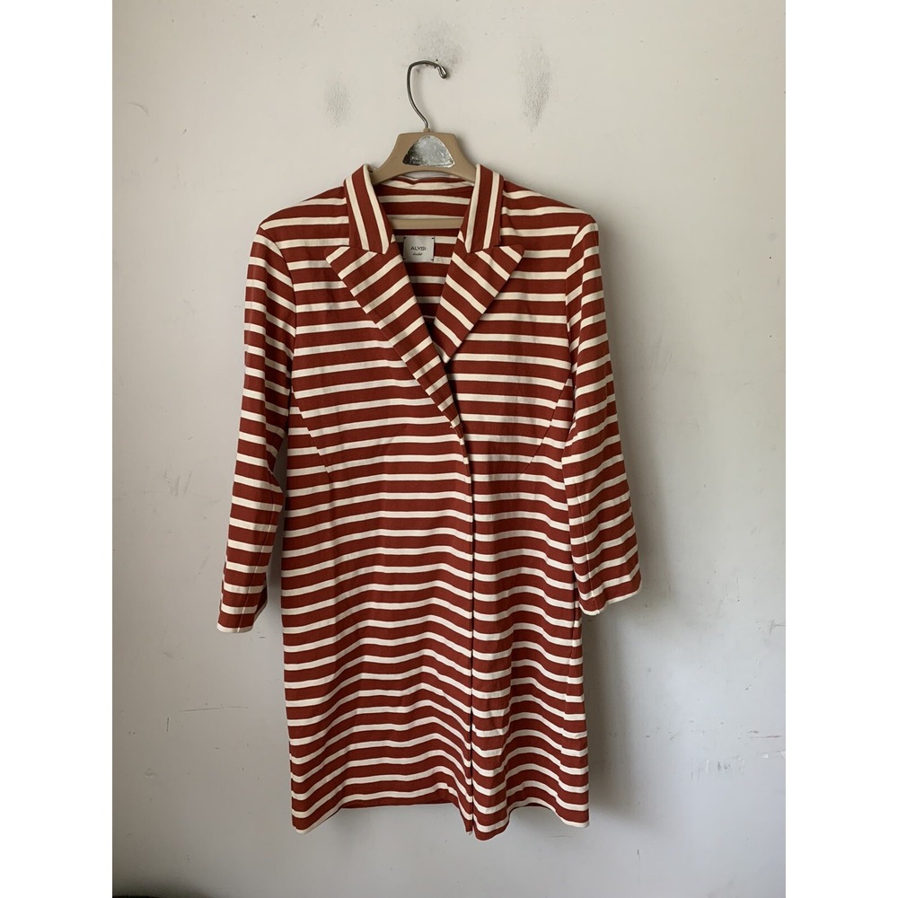 ALYSI Womens Cardigan Jacket 2 Orange Corporate Striped Italy Parisian Capsule